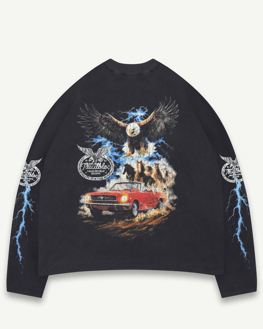 HORSEPOWER CLOUDWEAVE™ POCKET LONG SLEEVE T-SHIRT - VINTAGE BLACK