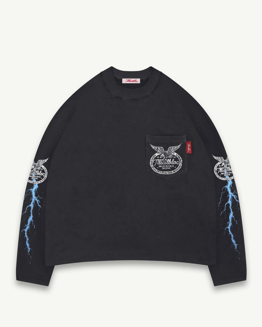 HORSEPOWER CLOUDWEAVE™ POCKET LONG SLEEVE T-SHIRT - VINTAGE BLACK