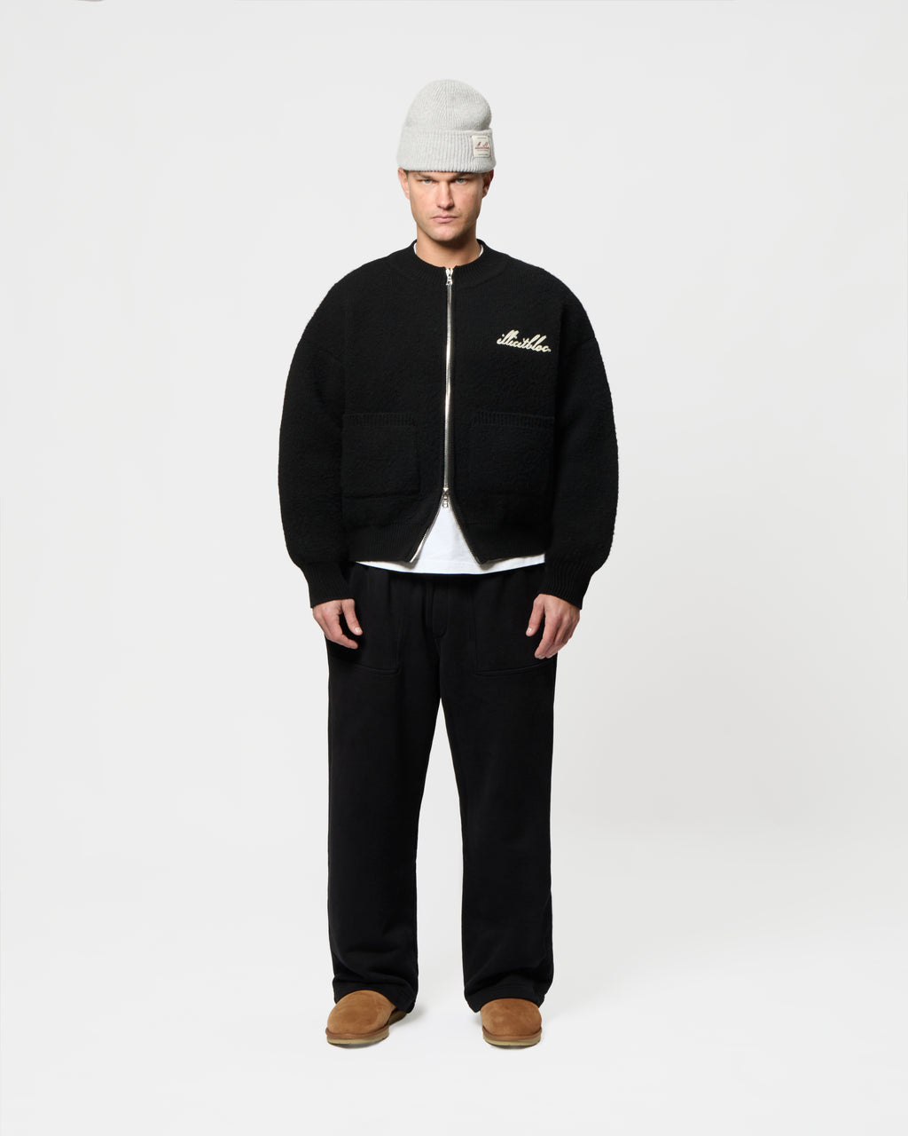 Chainstitch Knit Bomber - Black