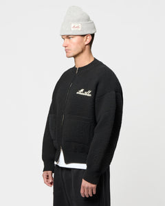 CHAINSTITCH KNIT BOMBER - BLACK