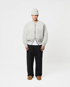 CHAINSTITCH KNIT BOMBER - GREY