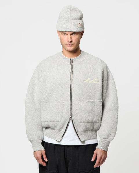 CHAINSTITCH KNIT BOMBER - GREY