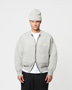 CHAINSTITCH KNIT BOMBER - GREY