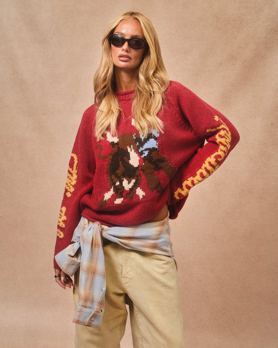 LASSO ROLLNECK PULLOVER - RED
