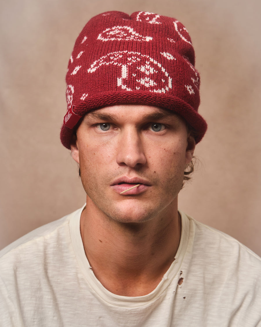 BANDANA ROLLBACK BEANIE - RED