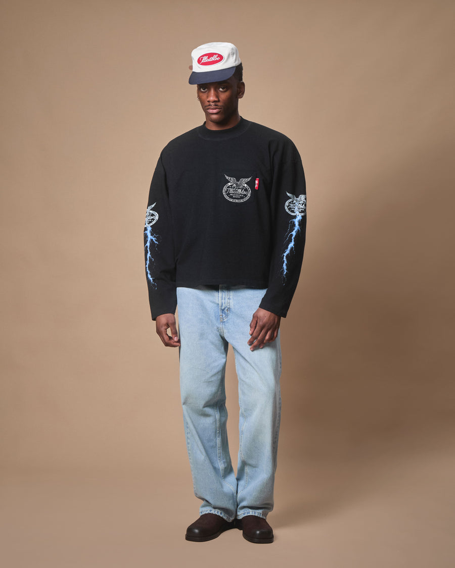 HORSEPOWER CLOUDWEAVE™ POCKET LONG SLEEVE T-SHIRT - VINTAGE BLACK