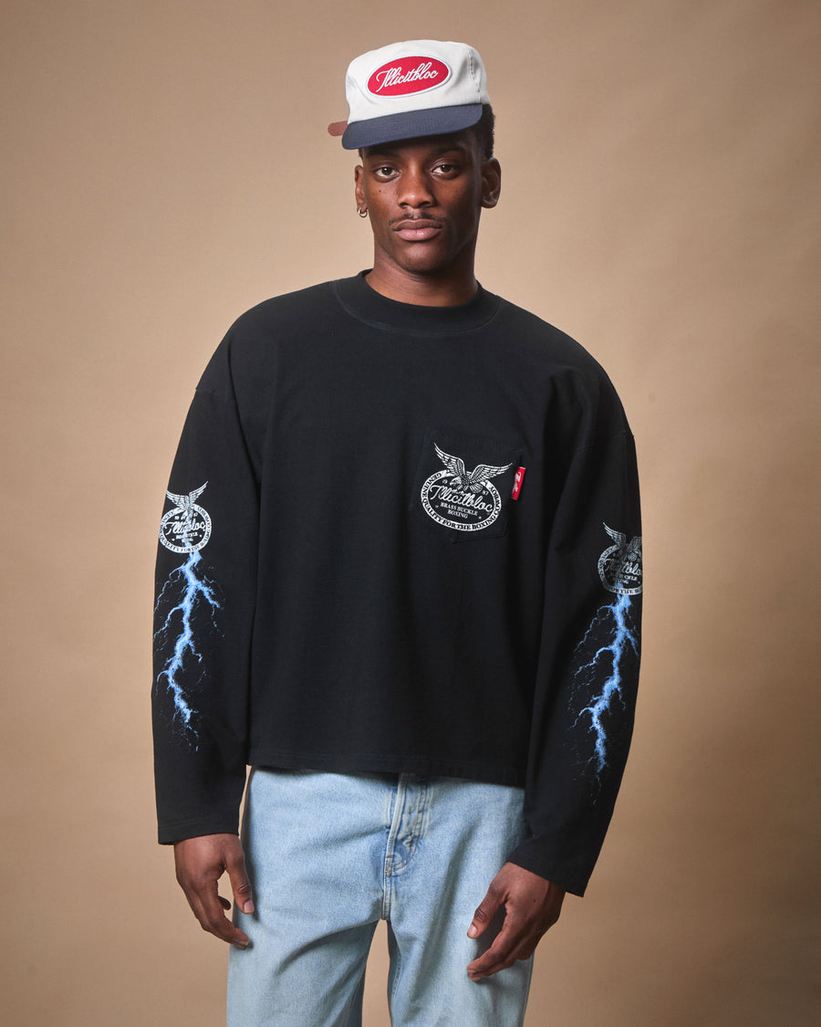 HORSEPOWER CLOUDWEAVE™ POCKET LONG SLEEVE T-SHIRT - VINTAGE BLACK
