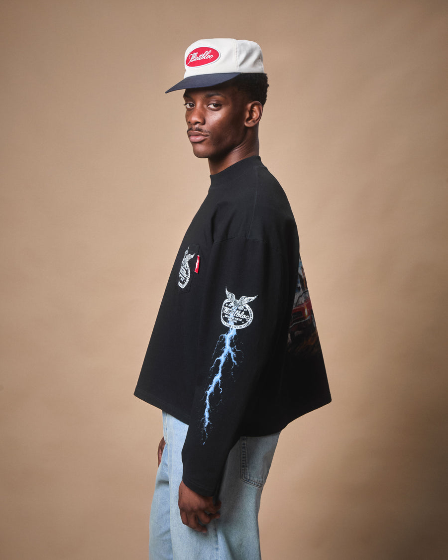 HORSEPOWER CLOUDWEAVE™ POCKET LONG SLEEVE T-SHIRT - VINTAGE BLACK