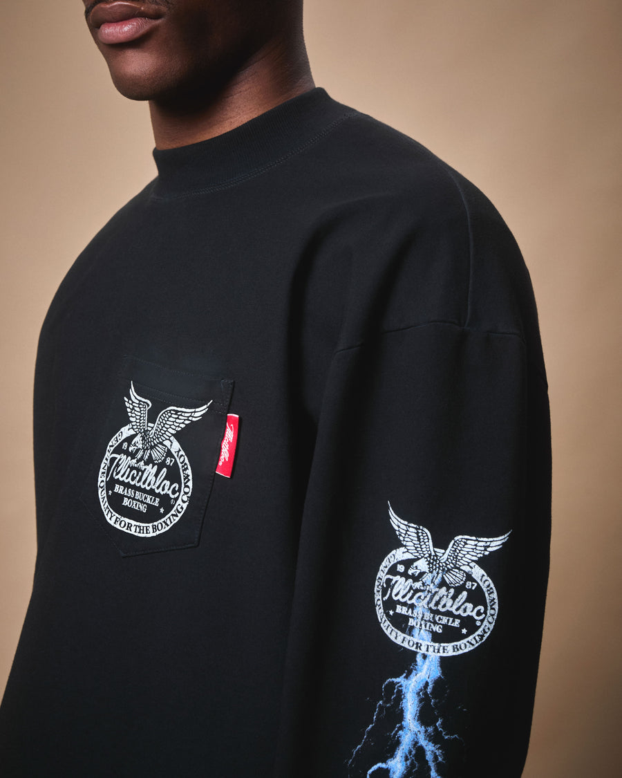 HORSEPOWER CLOUDWEAVE™ POCKET LONG SLEEVE T-SHIRT - VINTAGE BLACK