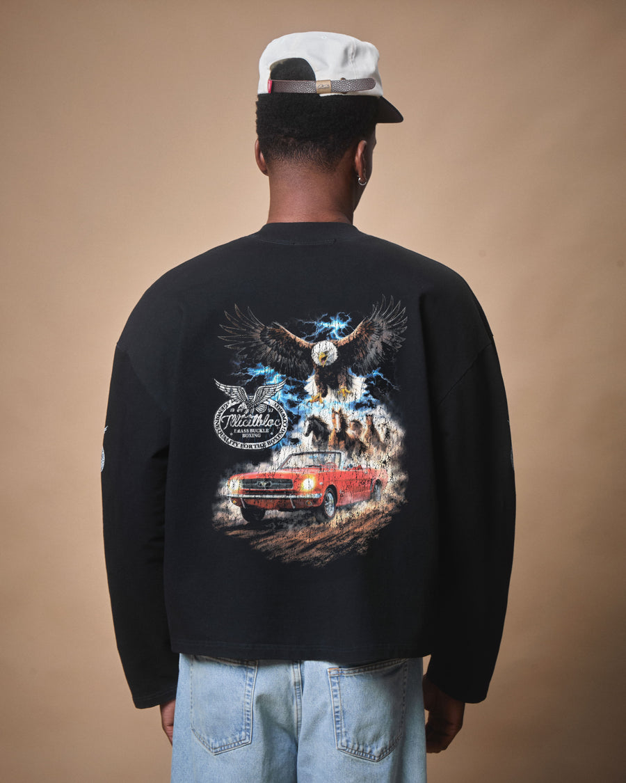 HORSEPOWER CLOUDWEAVE™ POCKET LONG SLEEVE T-SHIRT - VINTAGE BLACK