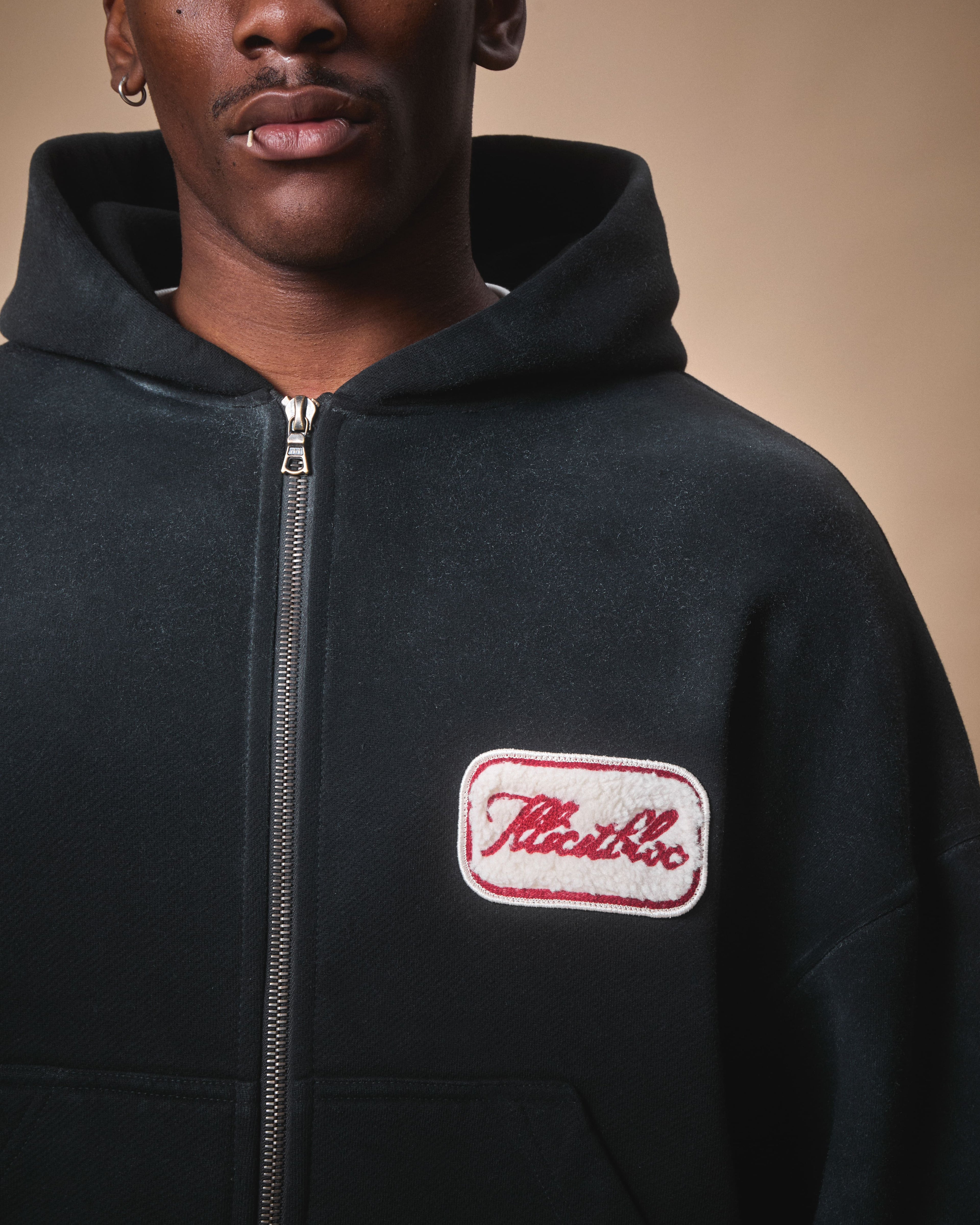 LEGACY PATCHWORK TITANWEAVE™ ZIP HOODIE - SUN FADED BLACK