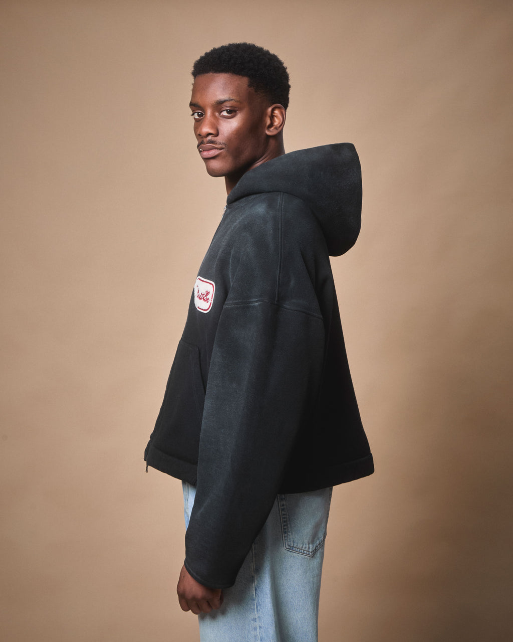 LEGACY PATCHWORK TITANWEAVE™ ZIP HOODIE - SUN FADED BLACK