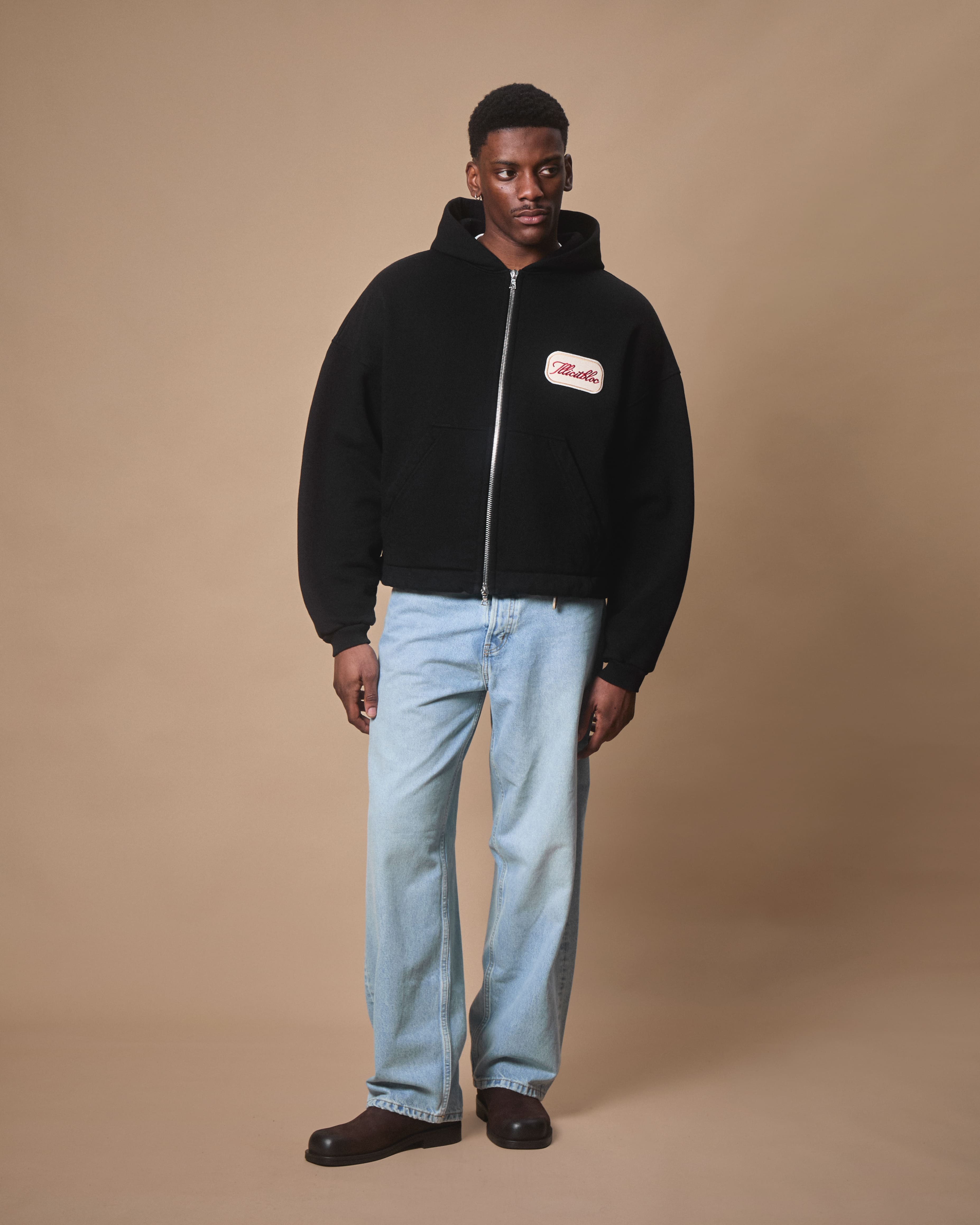 PATCHWORK TITANWEAVE™ ZIP HOODIE - BLACK