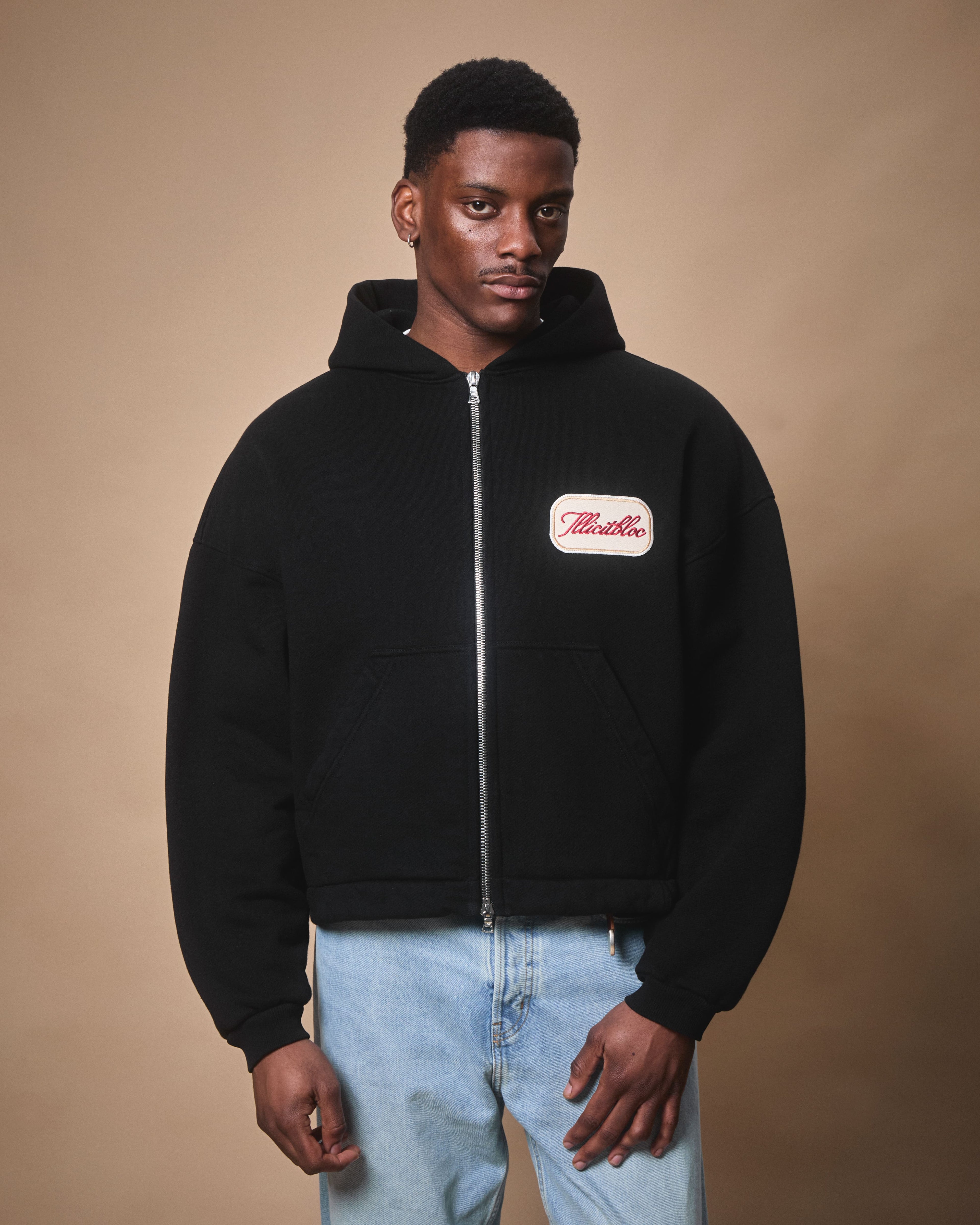 PATCHWORK TITANWEAVE™ ZIP HOODIE - BLACK