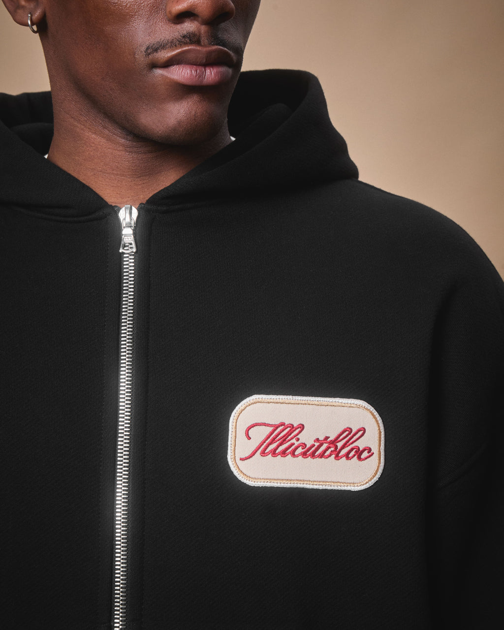 PATCHWORK TITANWEAVE™ ZIP HOODIE - BLACK