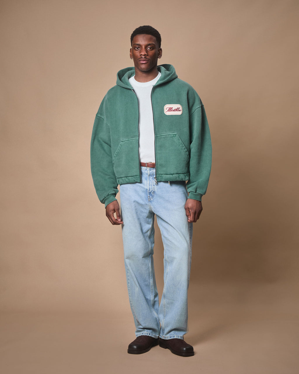 PATCHWORK TITANWEAVE™ ZIP HOODIE - WASHED GREEN