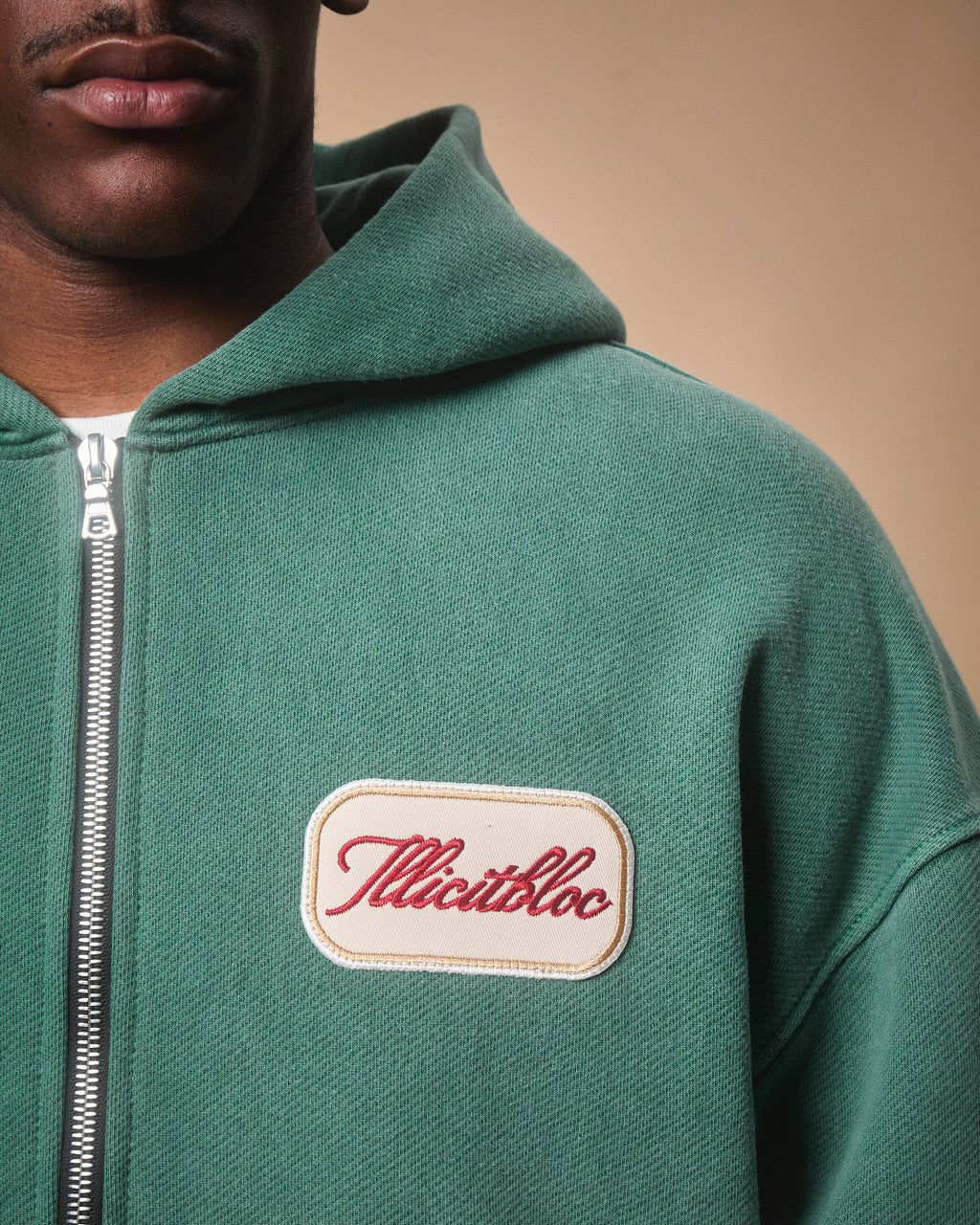 PATCHWORK TITANWEAVE™ ZIP HOODIE - WASHED GREEN