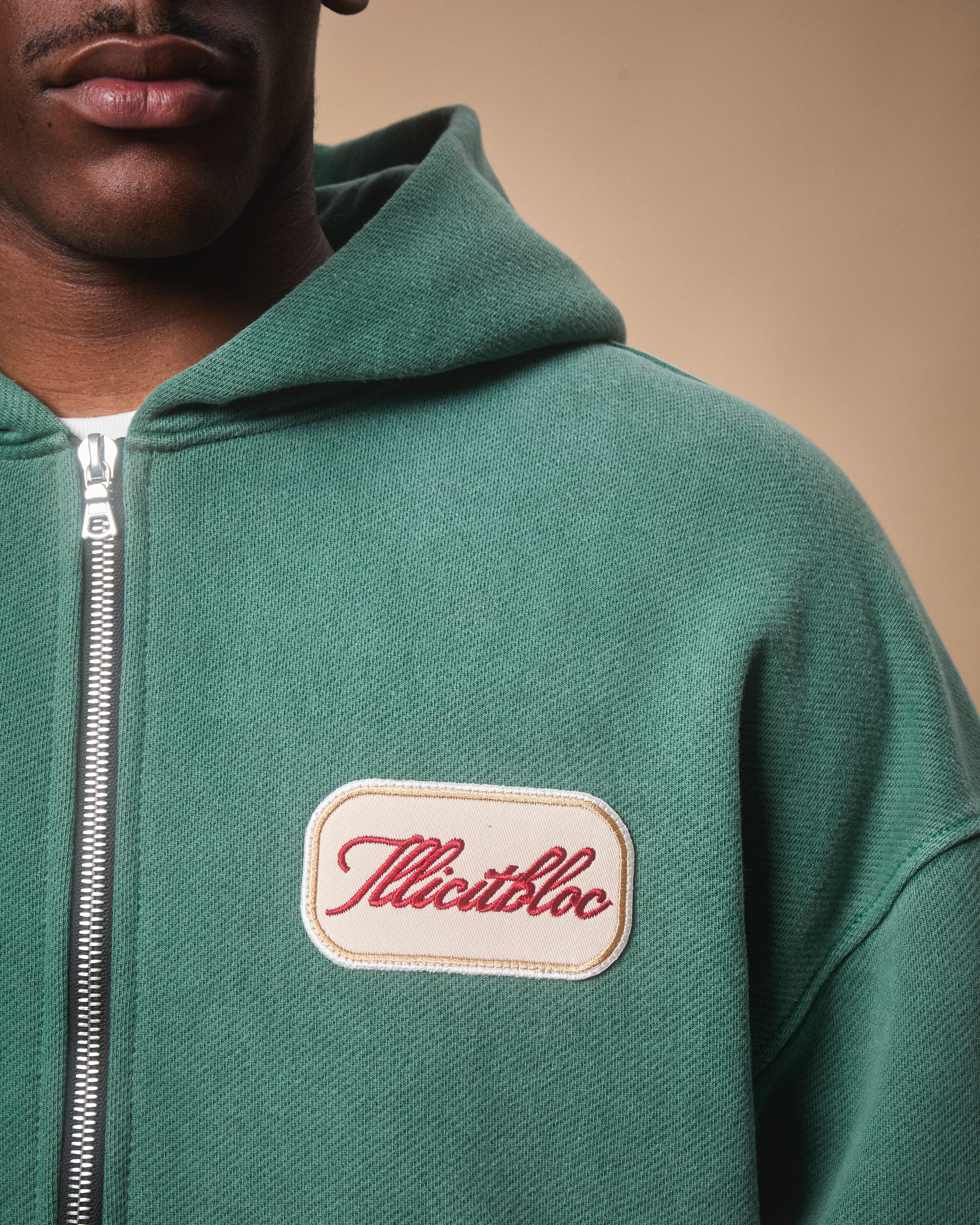 PATCHWORK TITANWEAVE™ ZIP HOODIE - WASHED GREEN