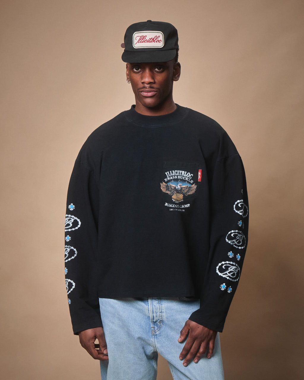 BRASS BUCKLE CLOUDWEAVE™ POCKET LONG SLEEVE T-SHIRT - VINTAGE BLACK