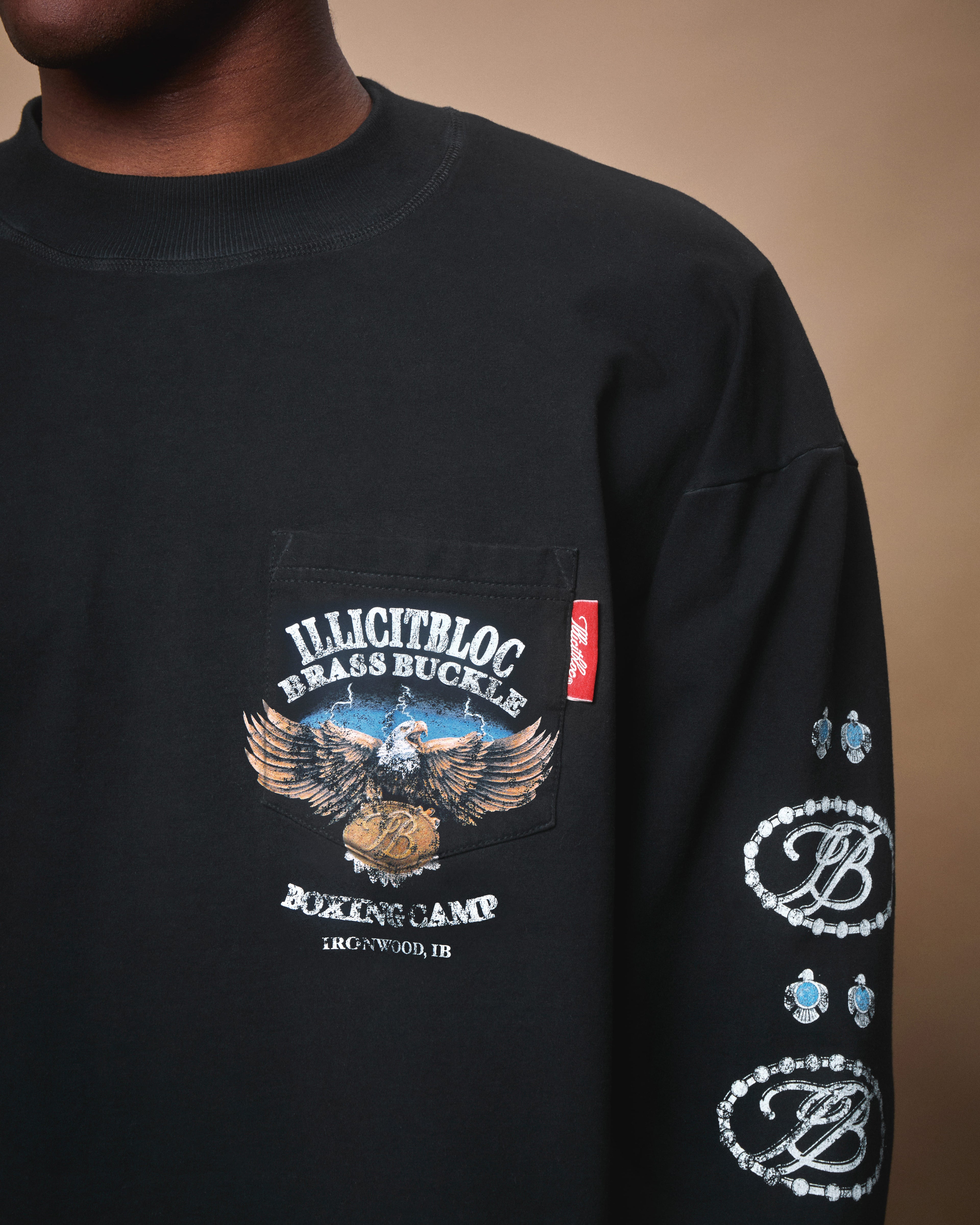 BRASS BUCKLE CLOUDWEAVE™ POCKET LONG SLEEVE T-SHIRT - VINTAGE BLACK