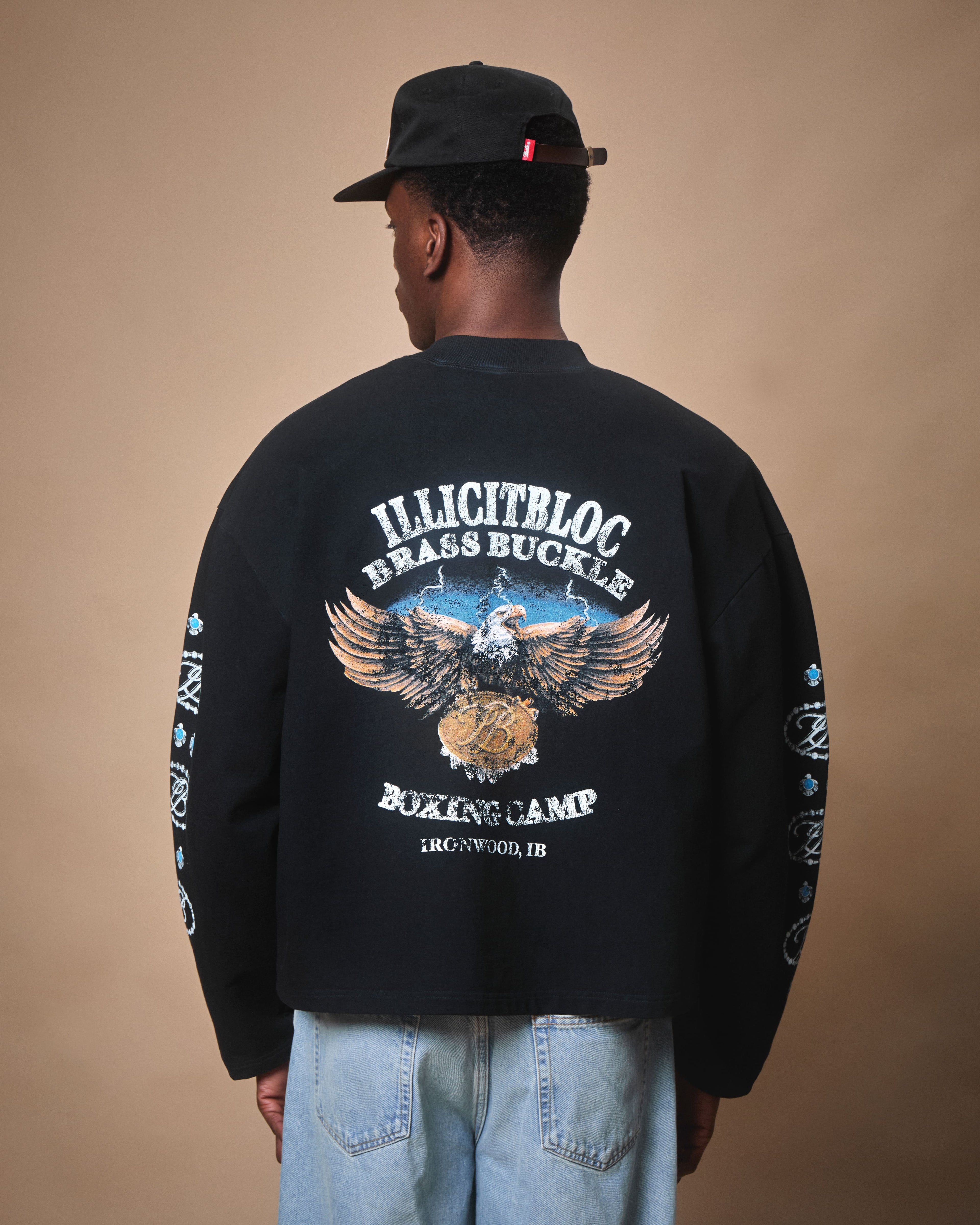 BRASS BUCKLE CLOUDWEAVE™ POCKET LONG SLEEVE T-SHIRT - VINTAGE BLACK