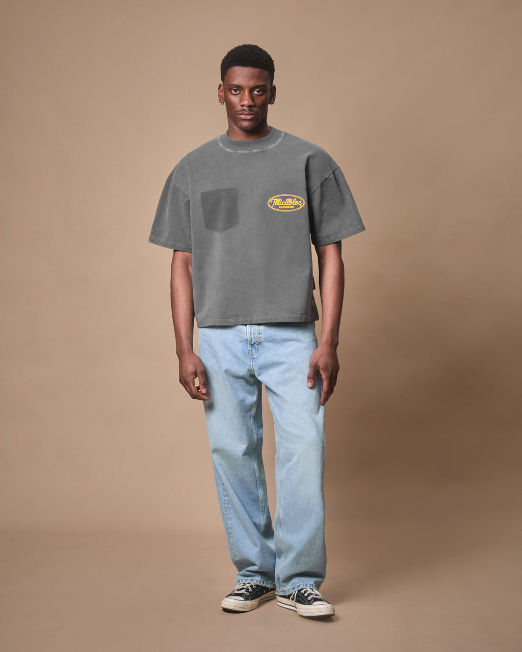 LEATHERS CLOUDWEAVE™ FADED POCKET T-SHIRT - CHARCOAL