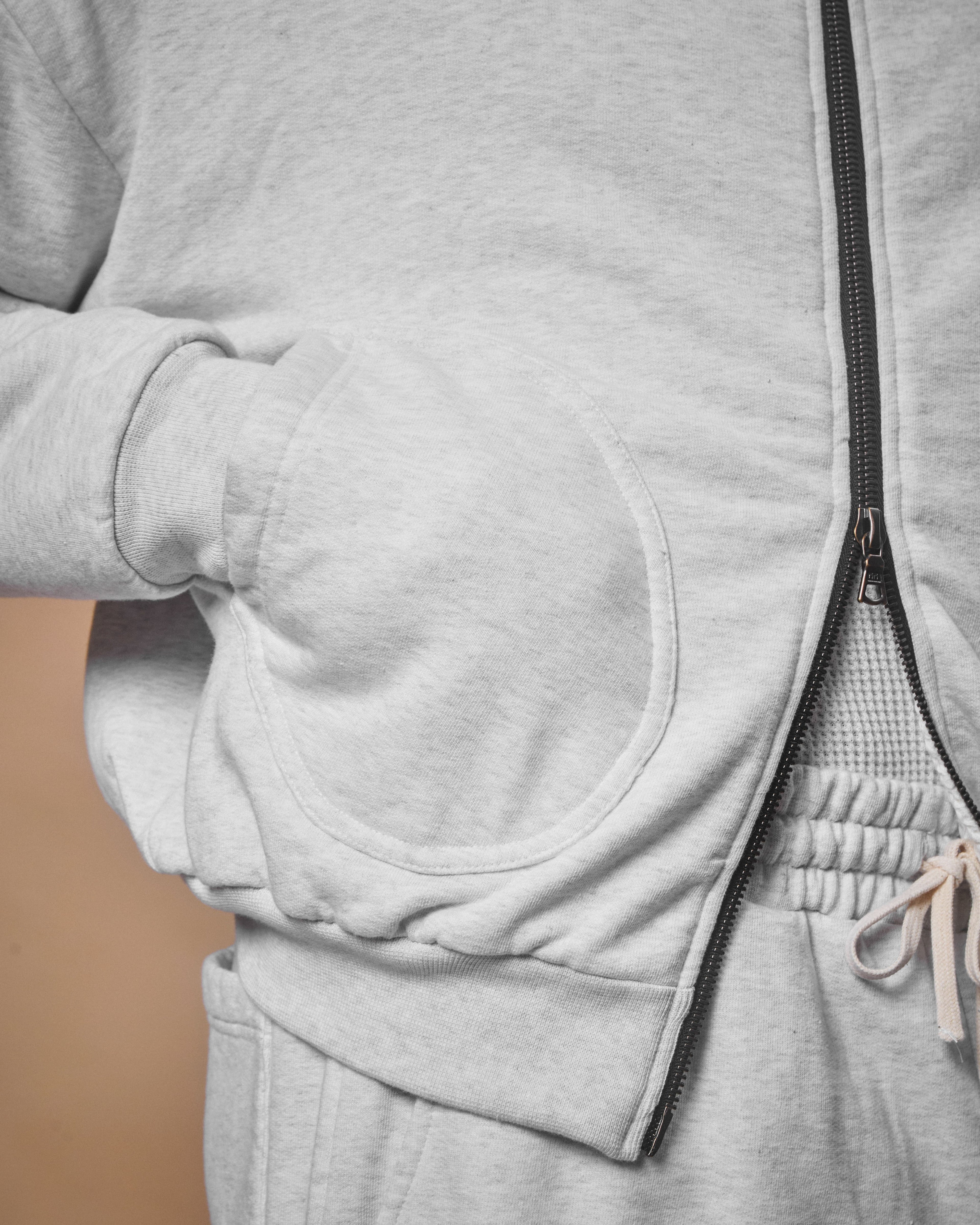 FLIGHT WAFFLE LINED ZIP HOODIE - HEATHER