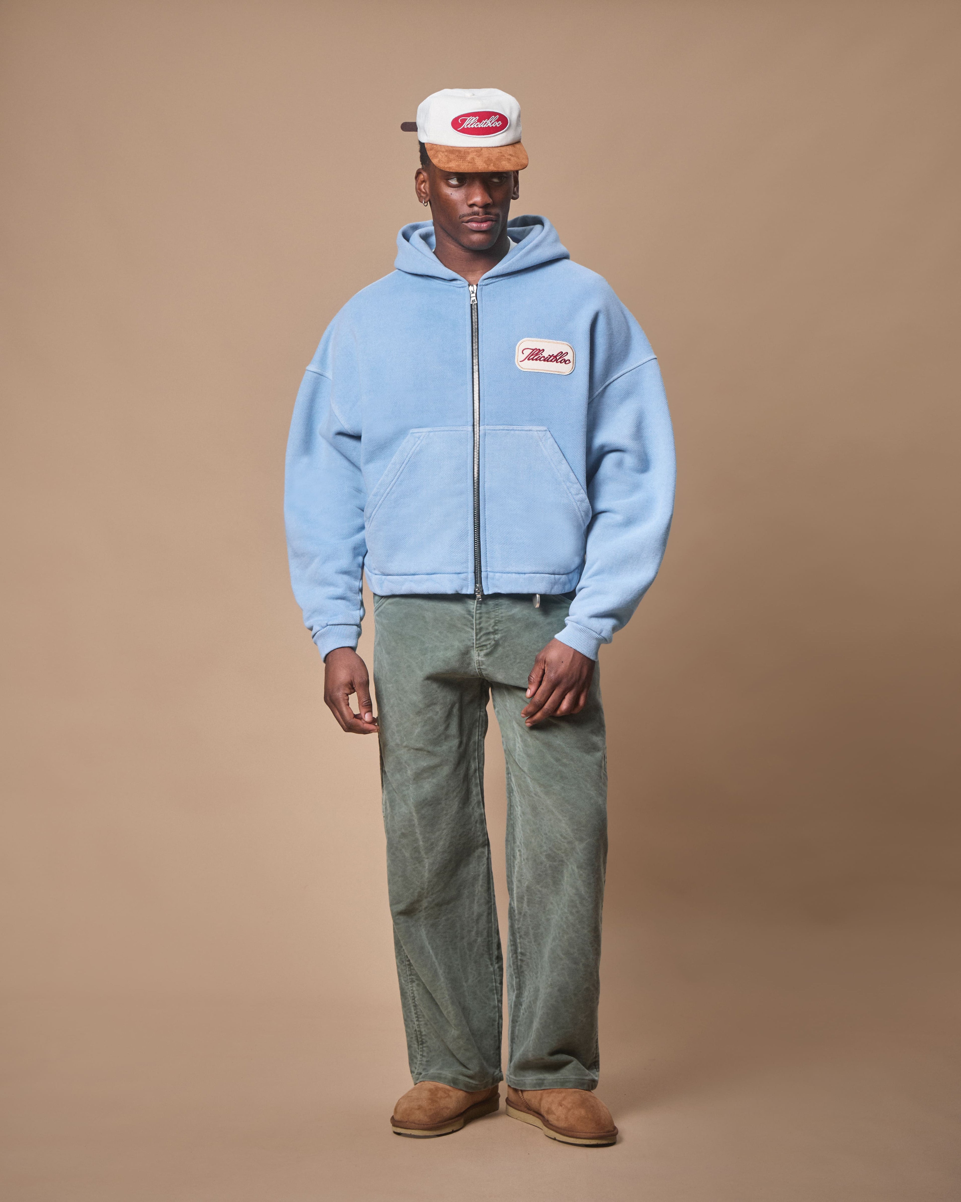 PATCHWORK TITANWEAVE™ ZIP HOODIE - POWDER BLUE