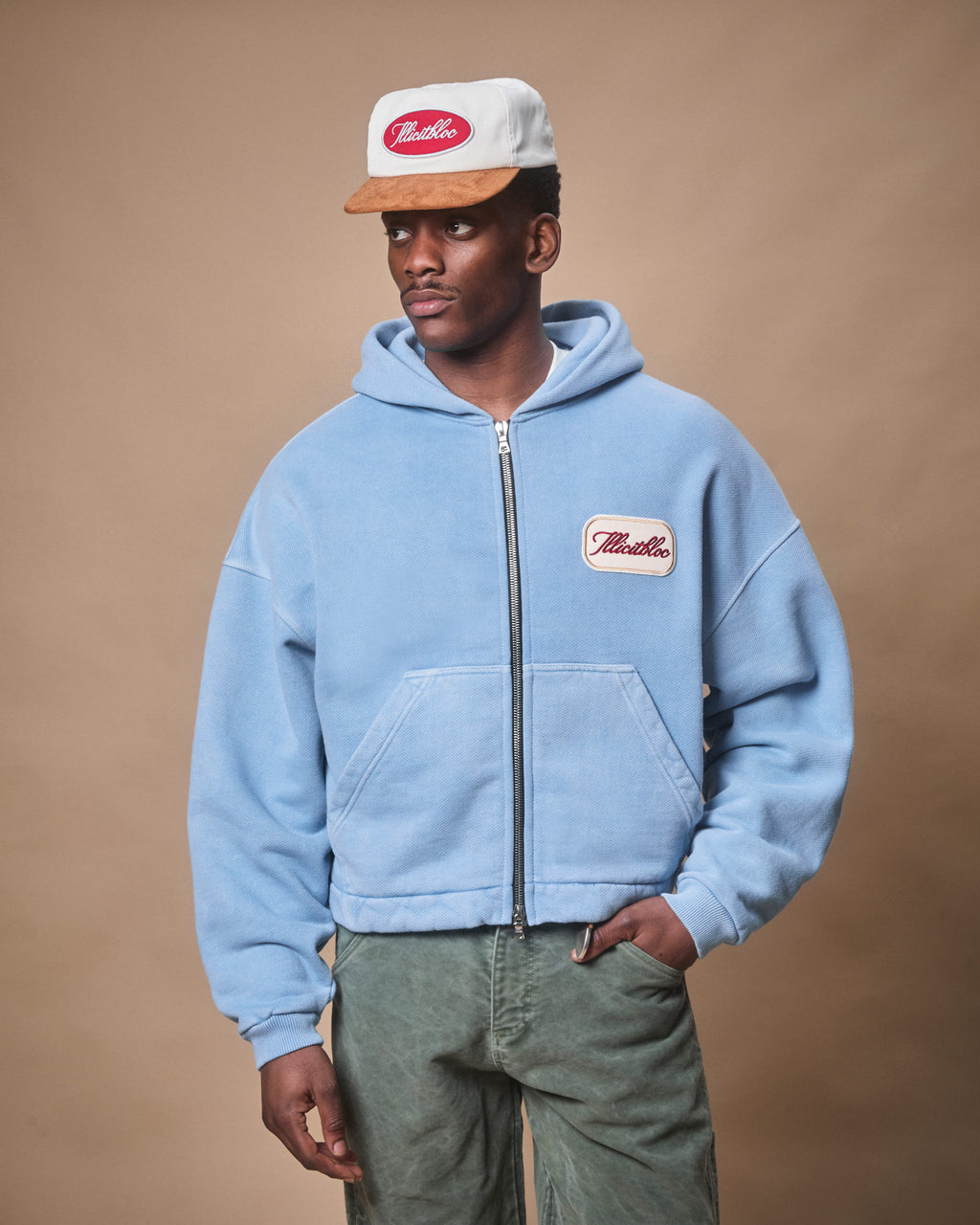 PATCHWORK TITANWEAVE™ ZIP HOODIE - POWDER BLUE