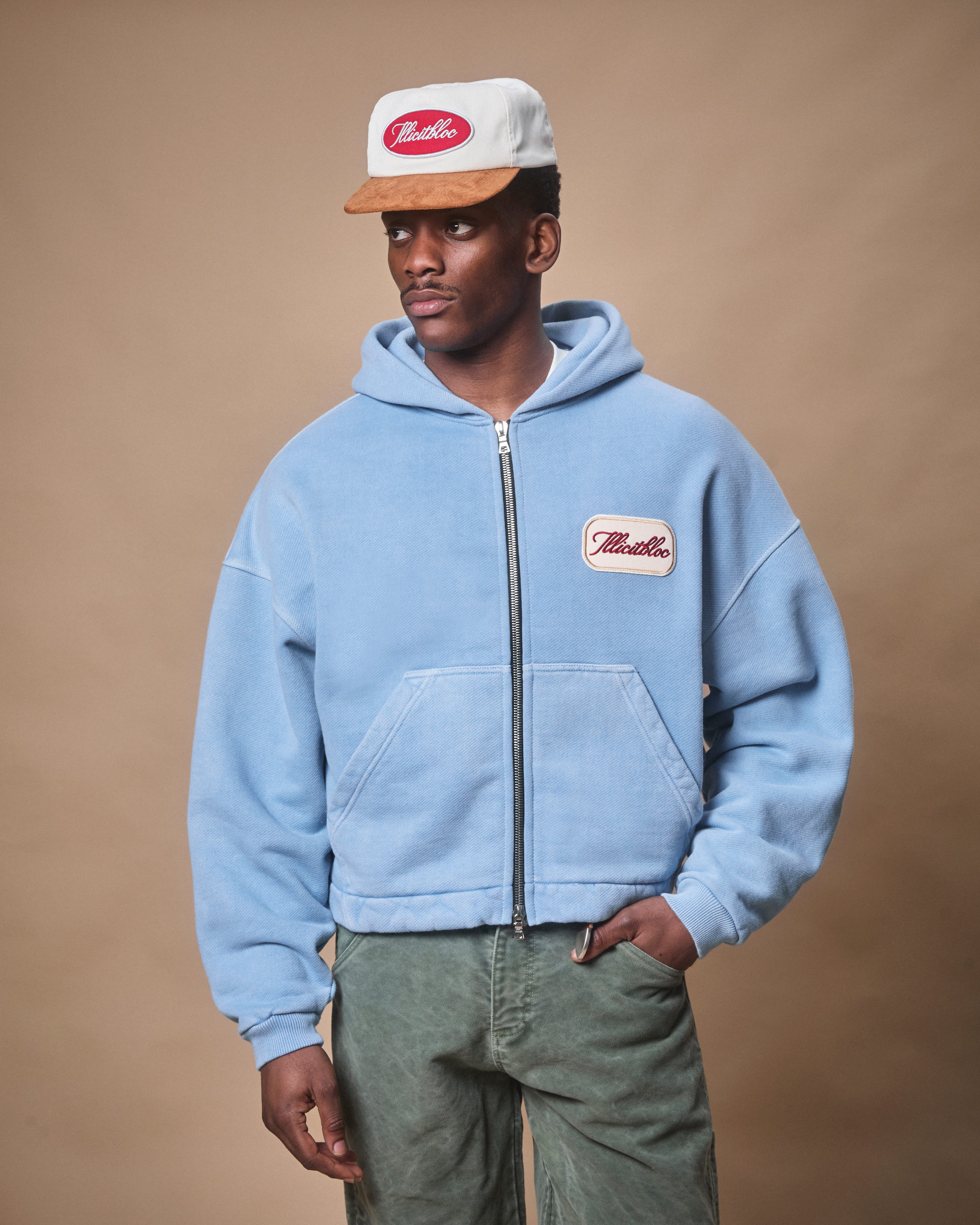 PATCHWORK TITANWEAVE™ ZIP HOODIE - POWDER BLUE
