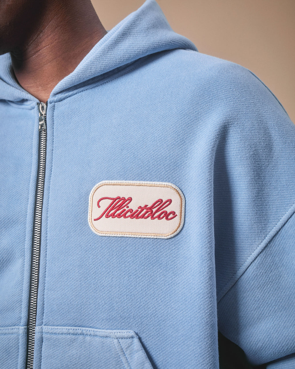 PATCHWORK TITANWEAVE™ ZIP HOODIE - POWDER BLUE