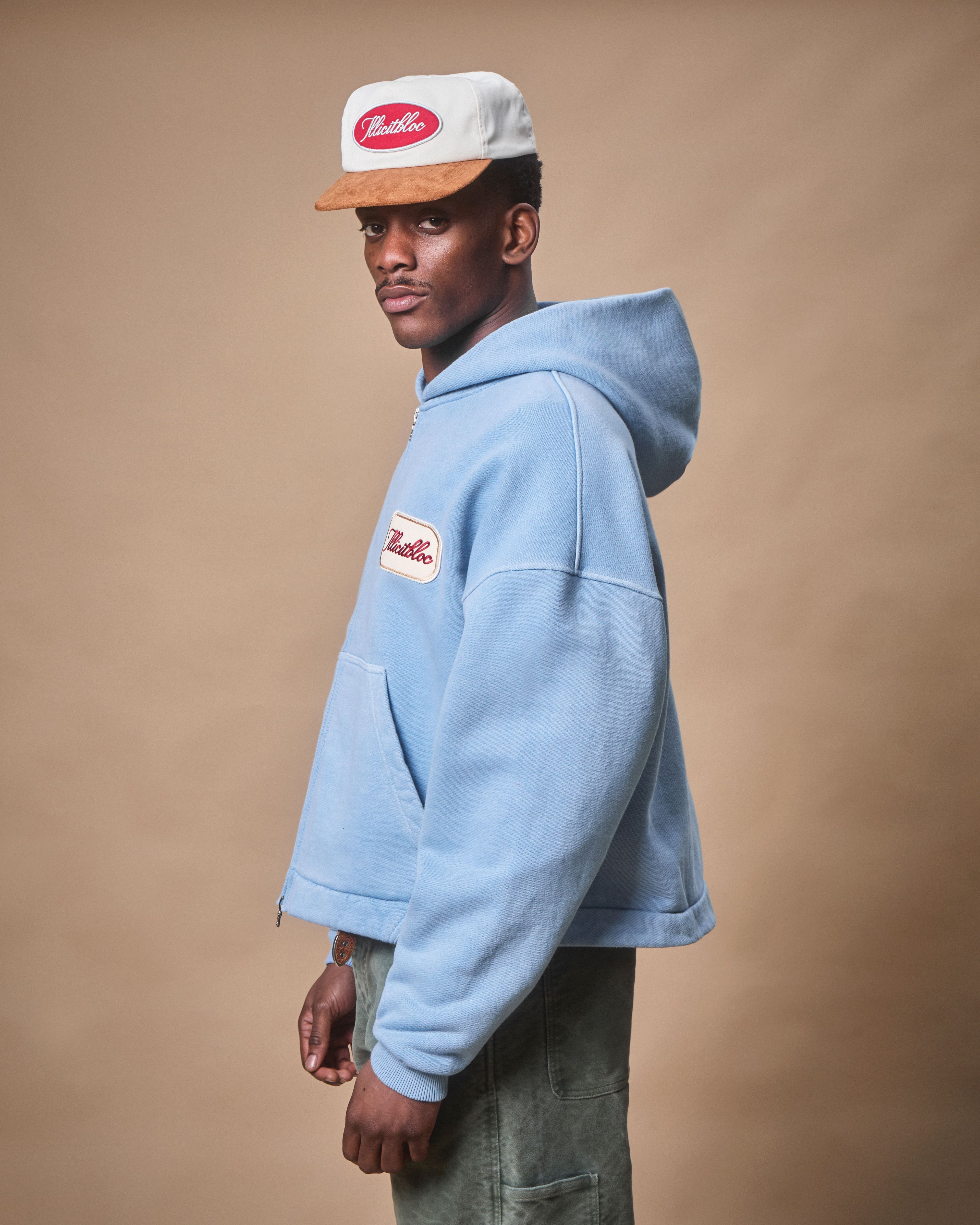 PATCHWORK TITANWEAVE™ ZIP HOODIE - POWDER BLUE