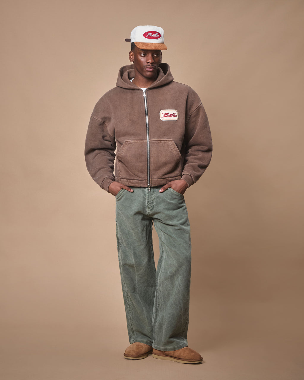 PATCHWORK TITANWEAVE™ ZIP HOODIE - WASHED BROWN