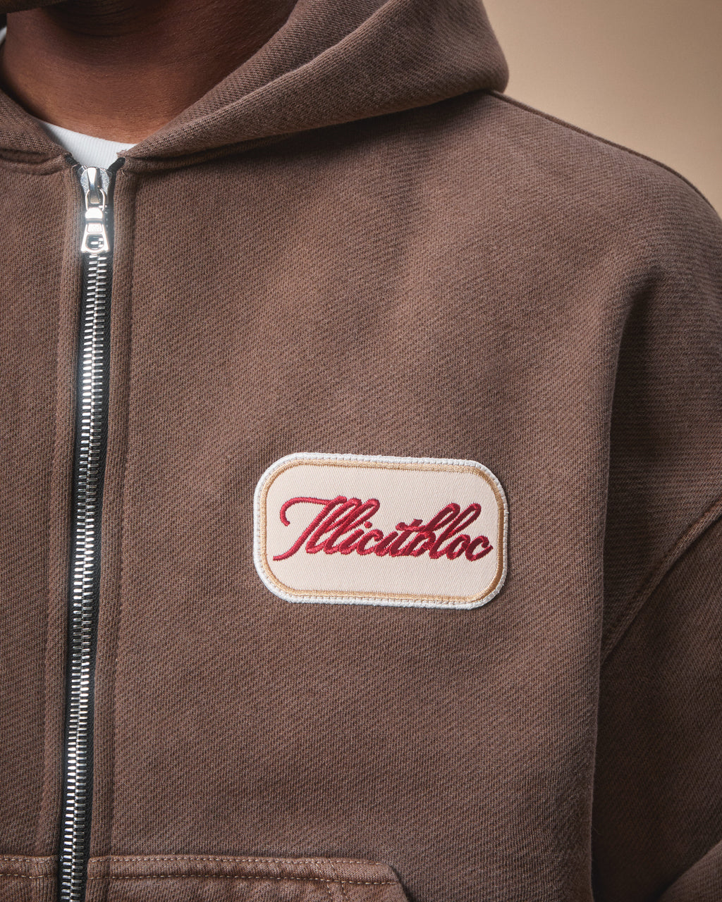 PATCHWORK TITANWEAVE™ ZIP HOODIE - WASHED BROWN