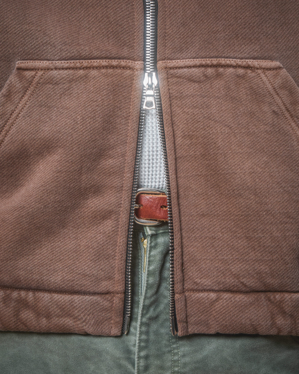 PATCHWORK TITANWEAVE™ ZIP HOODIE - WASHED BROWN