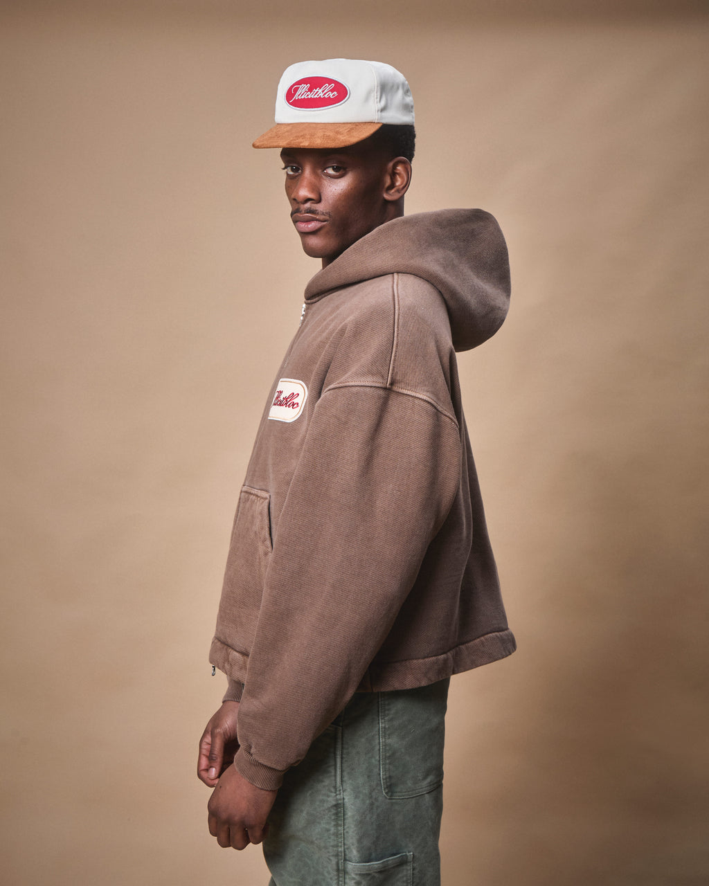 PATCHWORK TITANWEAVE™ ZIP HOODIE - WASHED BROWN