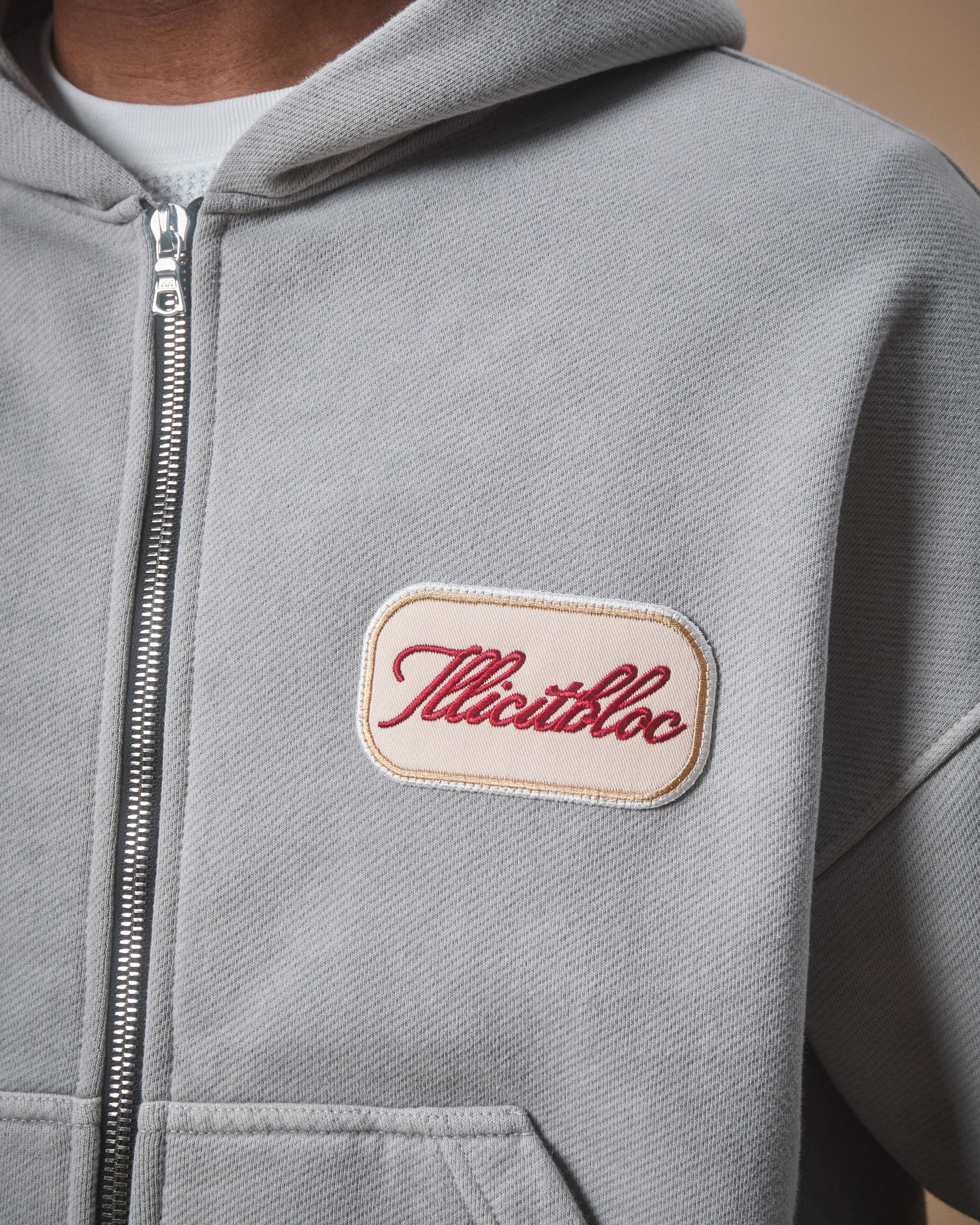 PATCHWORK TITANWEAVE™ ZIP HOODIE - POWDER GREY – Illicitbloc