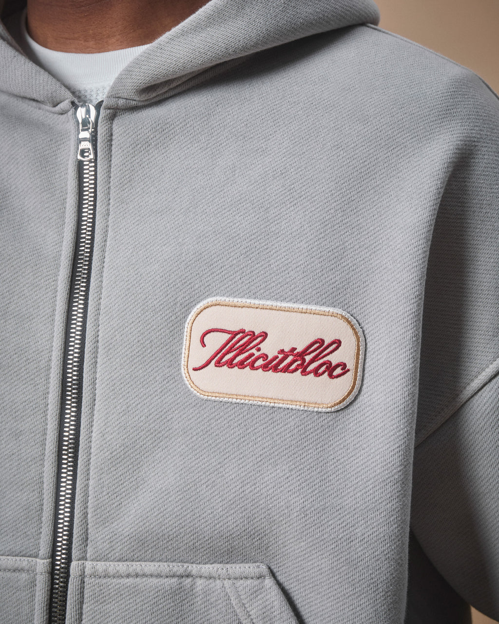 PATCHWORK TITANWEAVE™ ZIP HOODIE - POWDER GREY