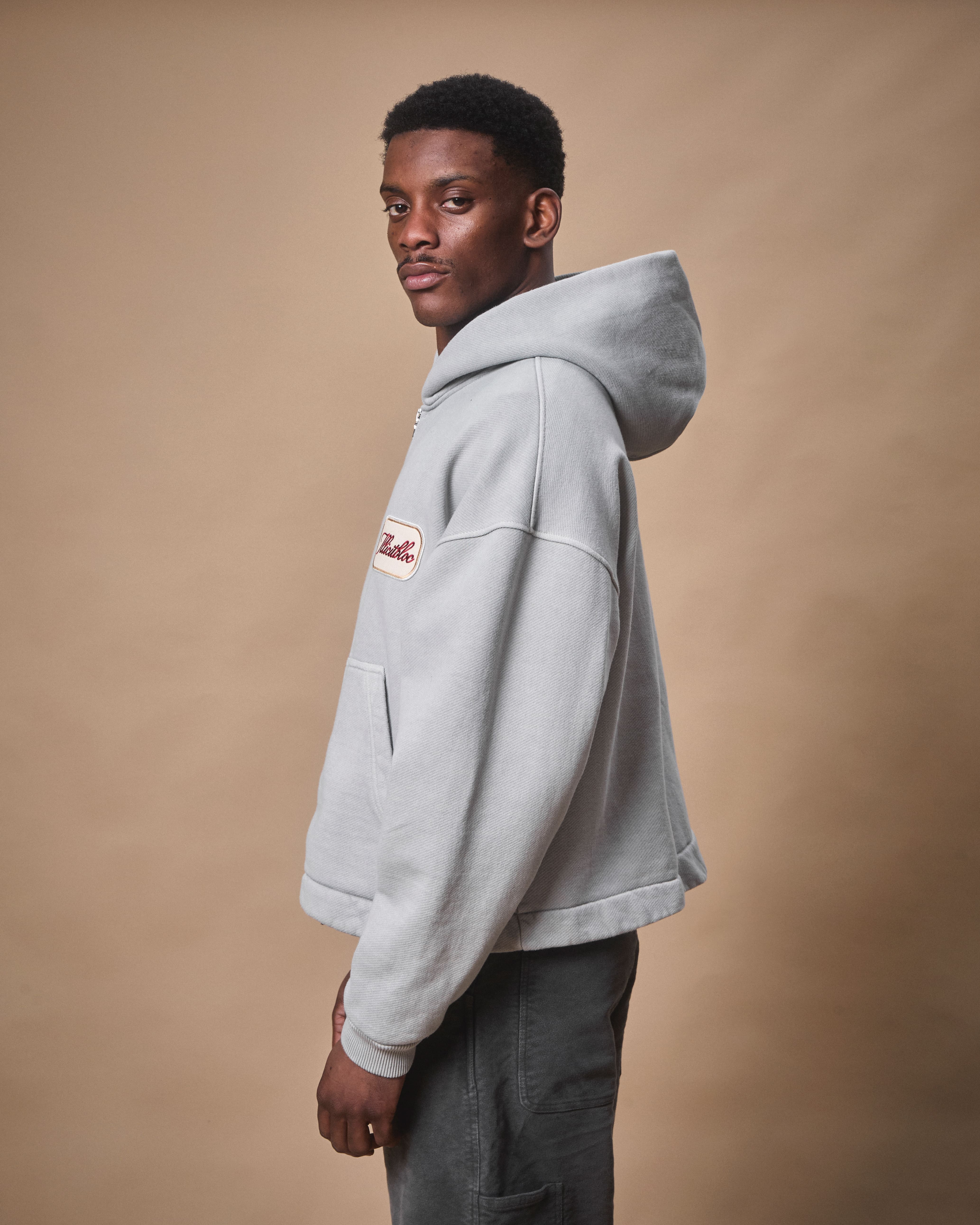 PATCHWORK TITANWEAVE™ ZIP HOODIE - POWDER GREY – Illicitbloc