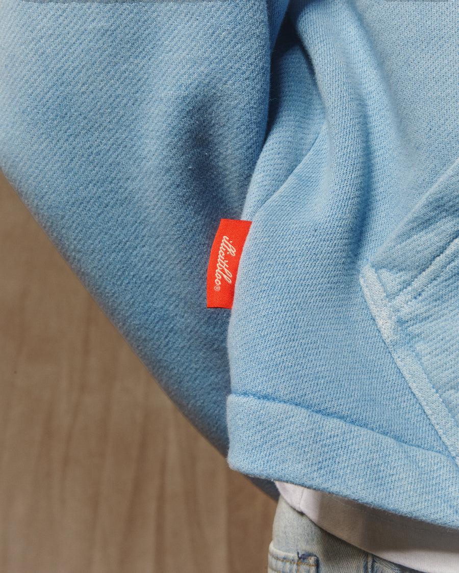 PATCHWORK ZIP HOODIE - POWDER BLUE