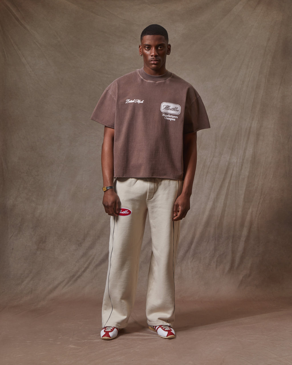 Champion Stamp Raw Hem T-shirt - Mocha