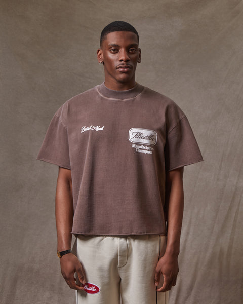 CHAMPION STAMP RAW HEM T-SHIRT - MOCHA