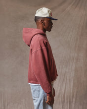 Load image into Gallery viewer, PATCHWORK ZIP HOODIE - WASHED BURGUNDY
