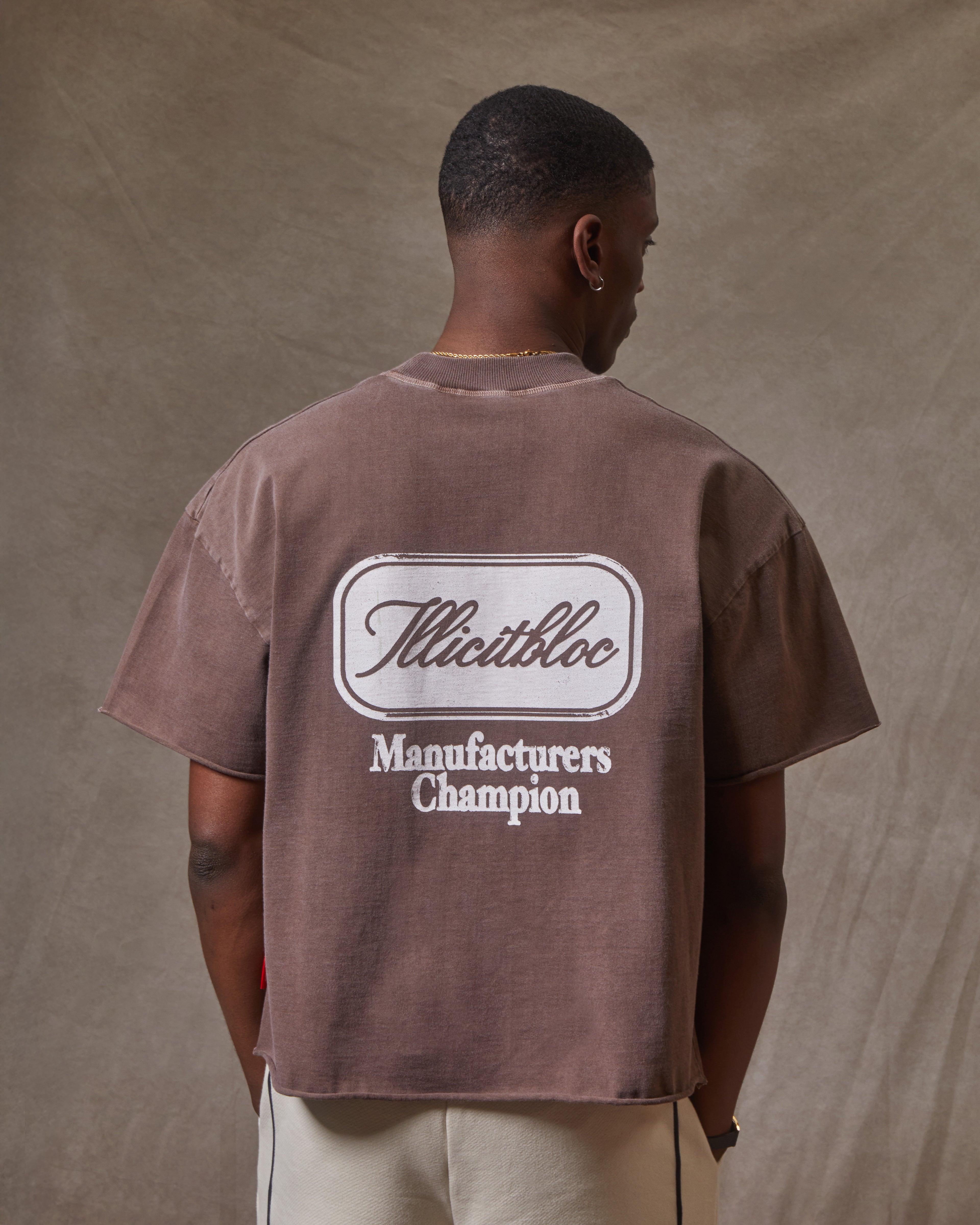 Champion Stamp Raw Hem T-shirt - Mocha