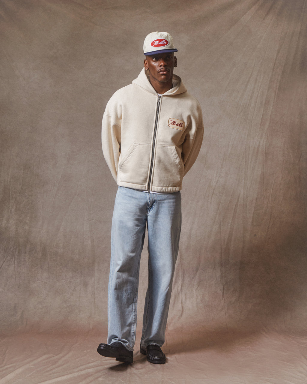 Patchwork Zip Hoodie - Ecru