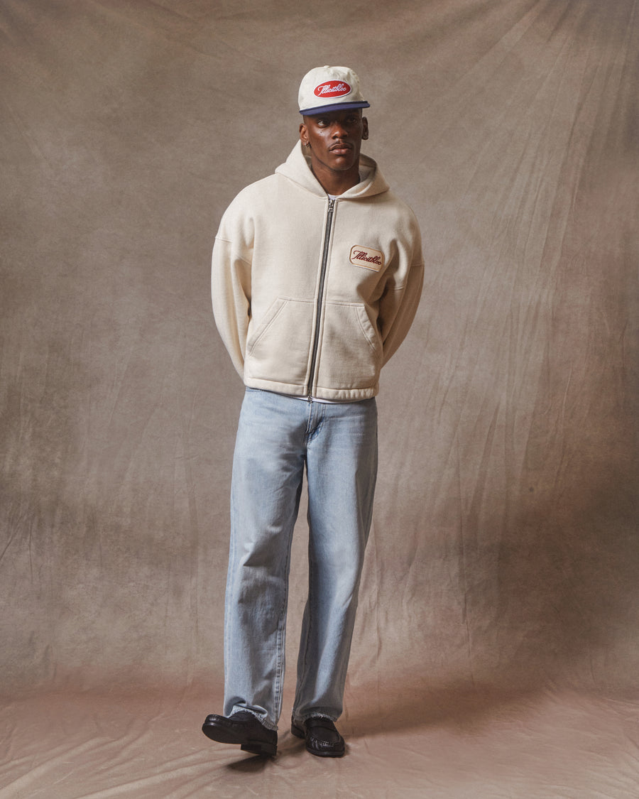 PATCHWORK ZIP HOODIE - ECRU