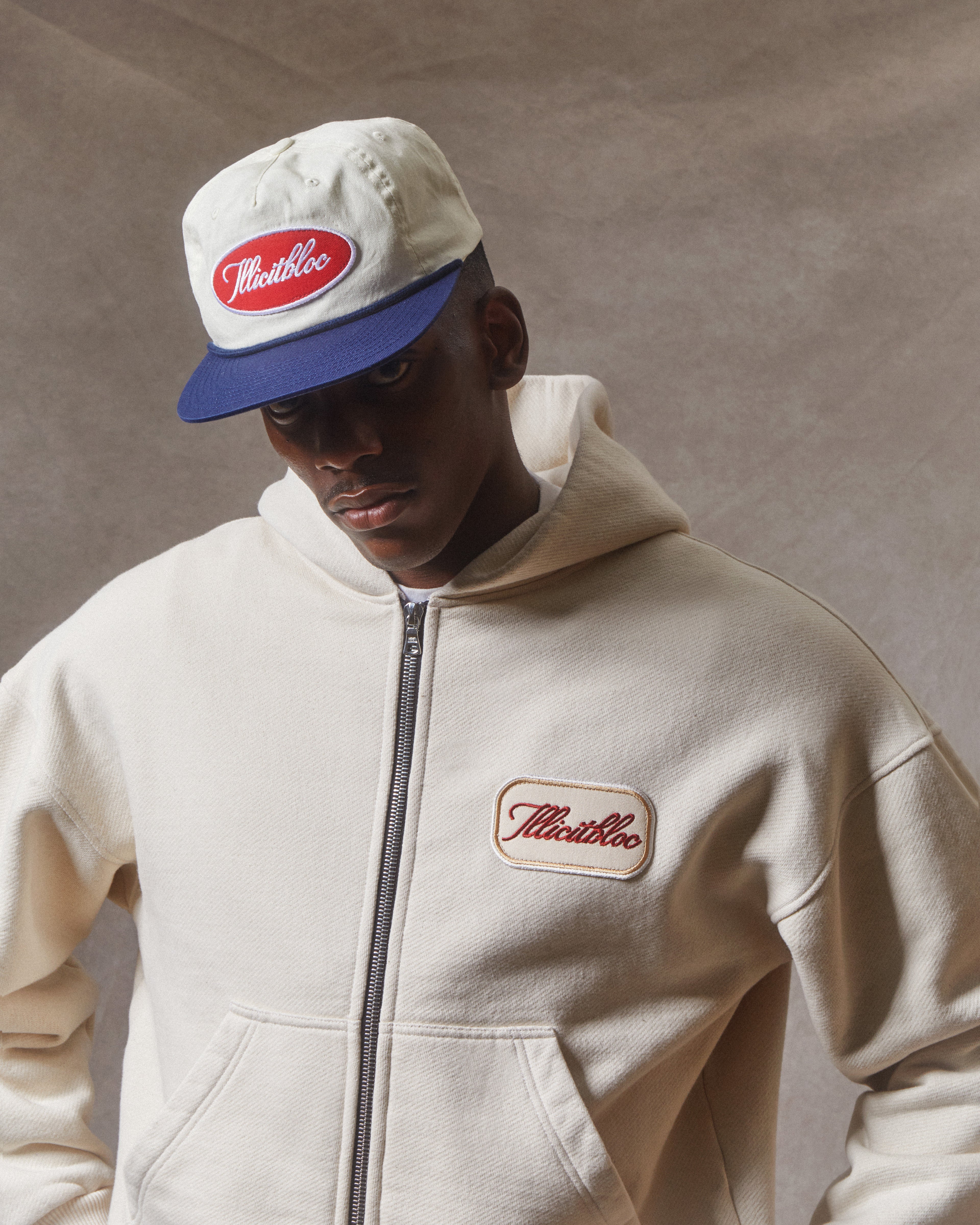 Patchwork Zip Hoodie - Ecru