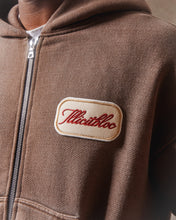 Load image into Gallery viewer, PATCHWORK ZIP HOODIE - WASHED BROWN
