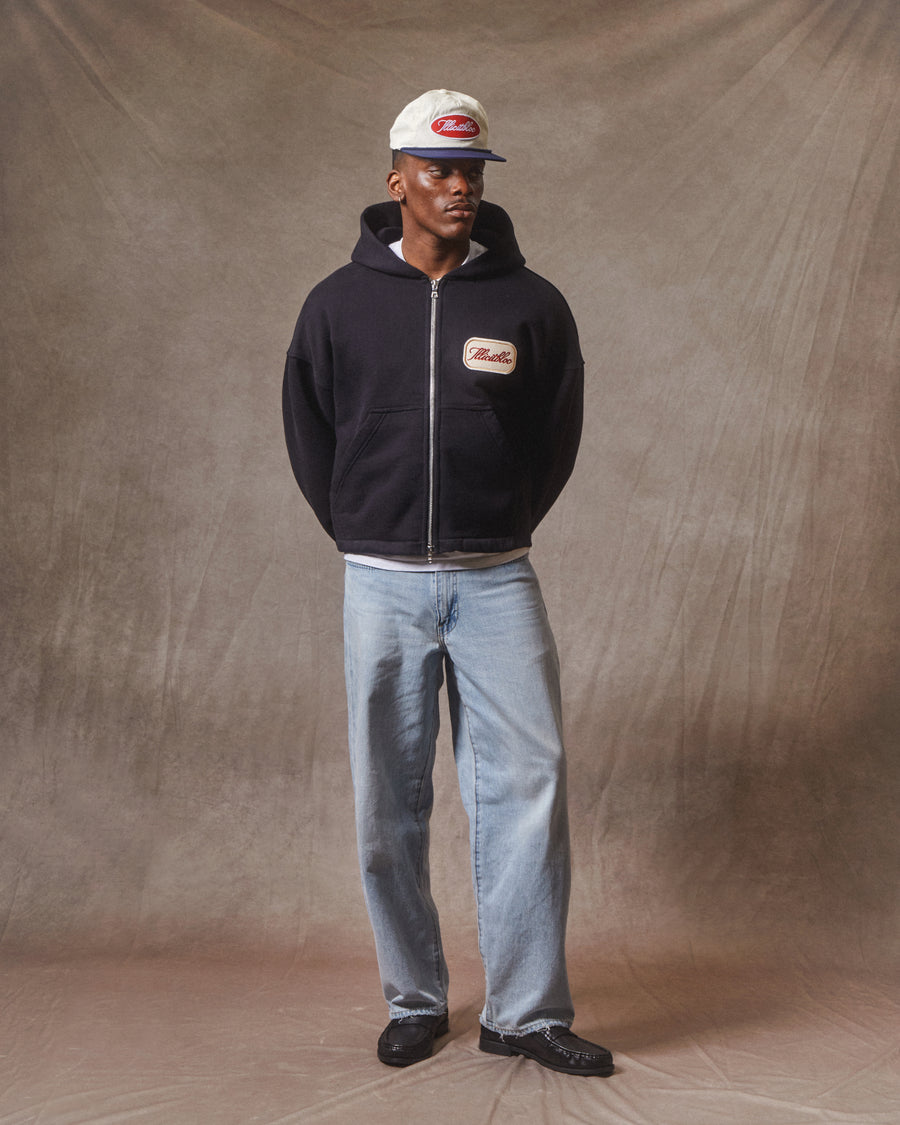 PATCHWORK ZIP HOODIE - BLACK