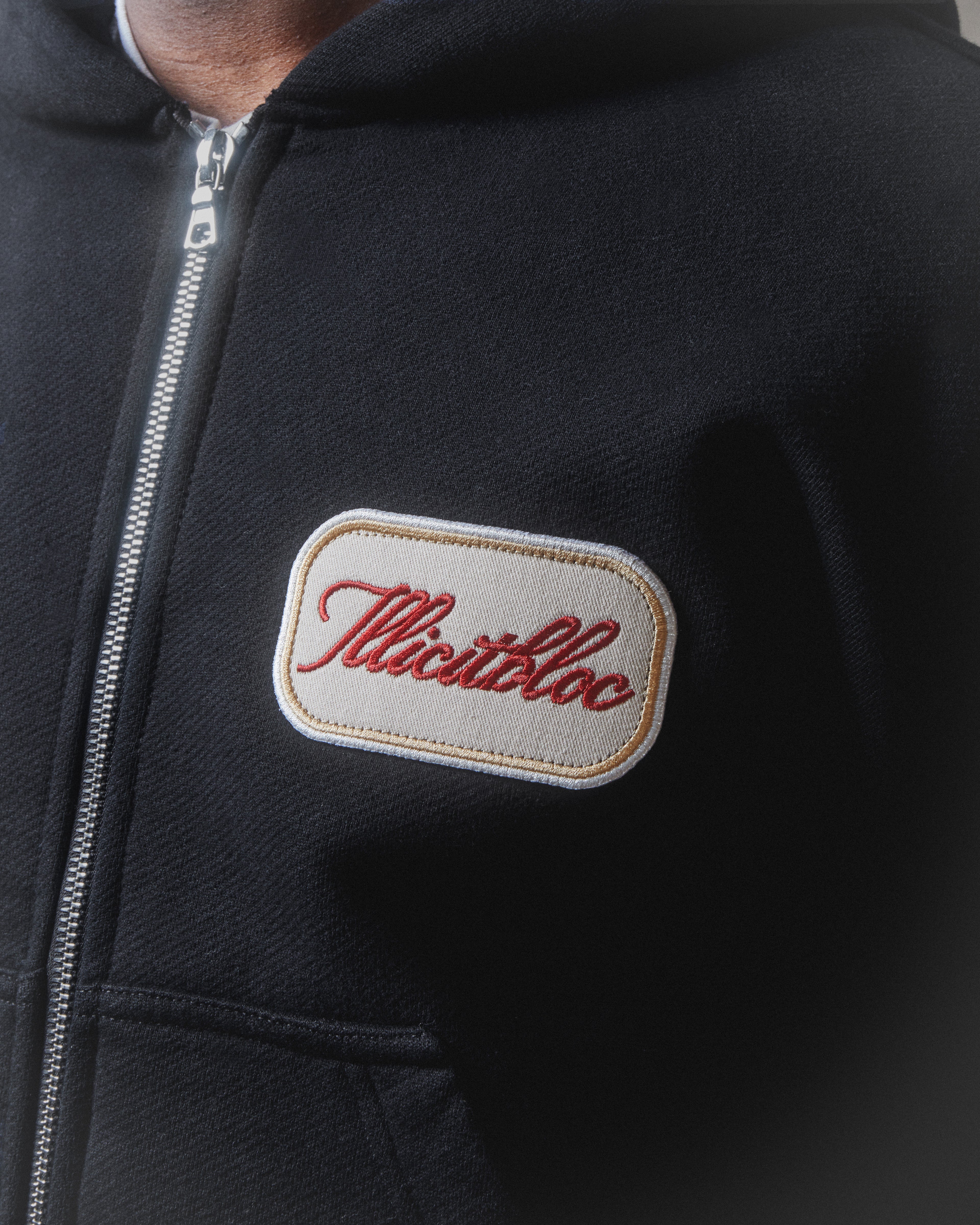 Patchwork Zip Hoodie - Black